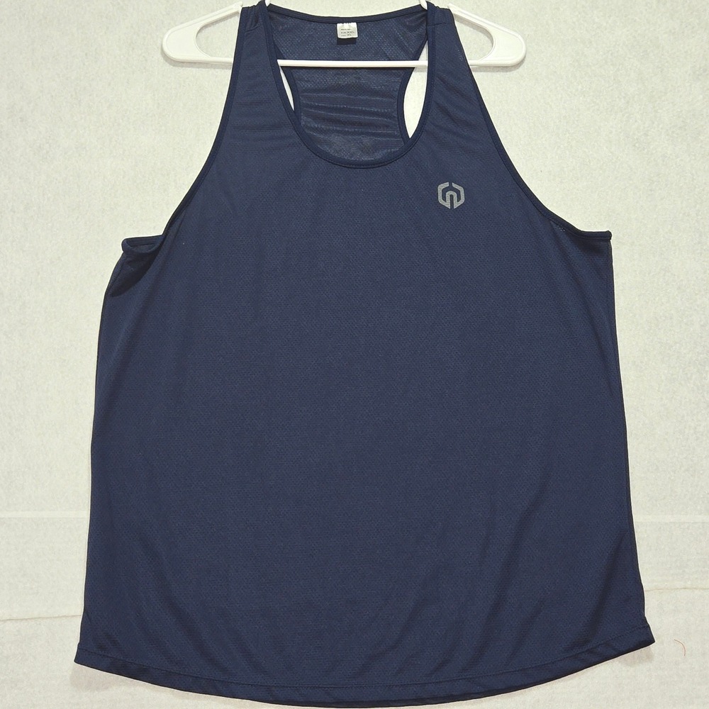 NELEUS Mens Navy Blue Athletic Tank Top Racerback Gym Workout XL 23" ptp